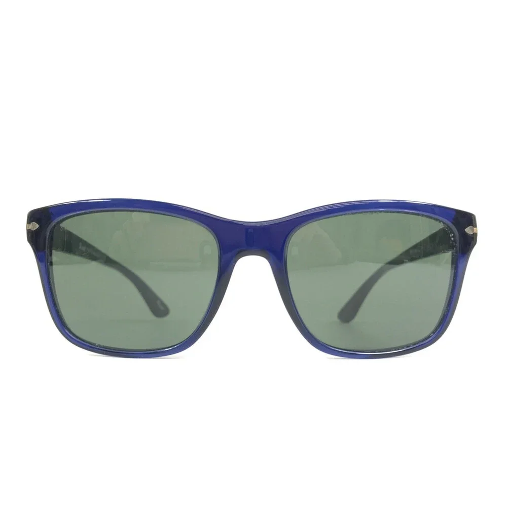 Persol Sunglasses 3135-S 181/31 Polished Blue Rectangle Frames with Green Lenses